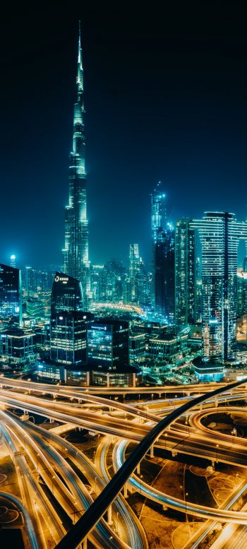 Dubai, UAE, night city Wallpaper 1440x3200