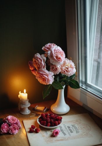 aesthetics, pink roses, bouquet Wallpaper 1640x2360
