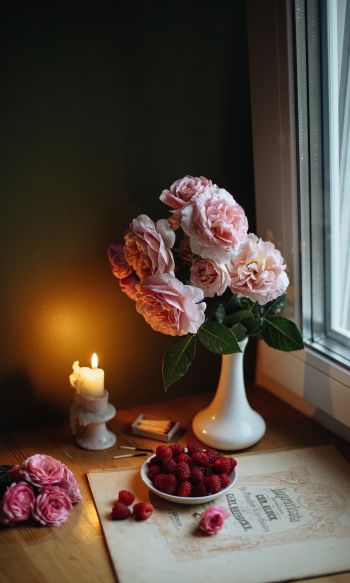 aesthetics, pink roses, bouquet Wallpaper 1200x2000