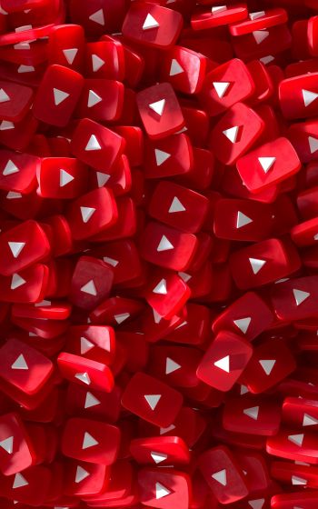 YouTube, red, 3D Wallpaper 1200x1920
