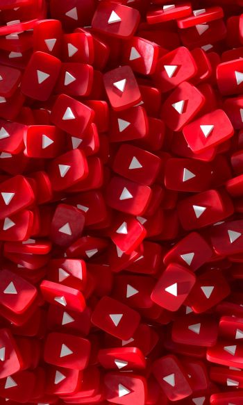 YouTube, red, 3D Wallpaper 1200x2000