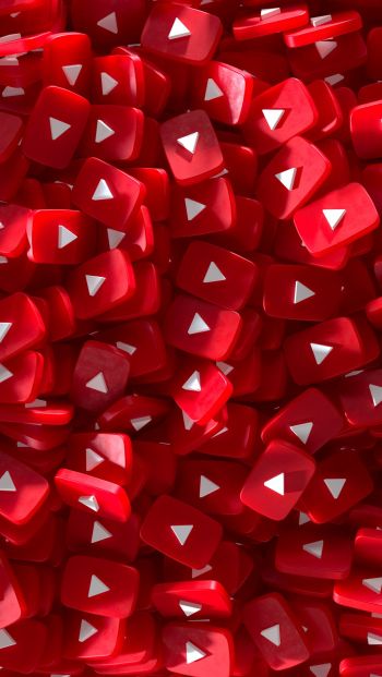 YouTube, red, 3D Wallpaper 640x1136