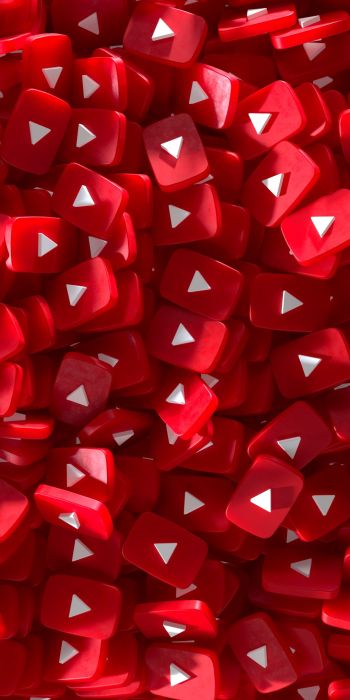 YouTube, red, 3D Wallpaper 720x1440