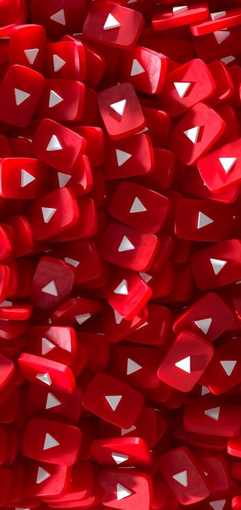 YouTube, red, 3D Wallpaper 720x1520
