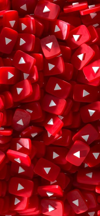 YouTube, red, 3D Wallpaper 828x1792