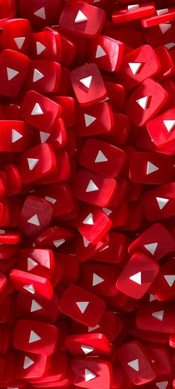 YouTube, red, 3D Wallpaper 720x1600