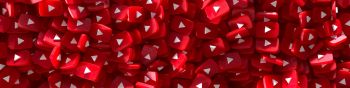 YouTube, red, 3D Wallpaper 1590x400