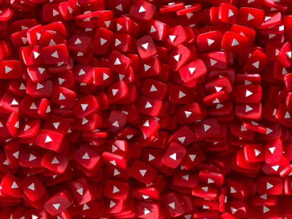 YouTube, red, 3D Wallpaper 1024x768