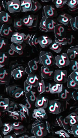 TikTok, black, logo Wallpaper 640x1136