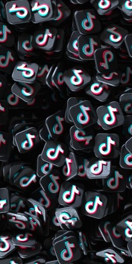 TikTok, black, logo Wallpaper 720x1440