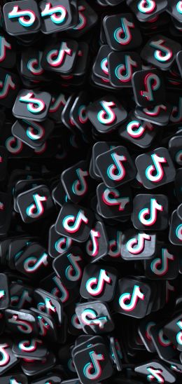 TikTok, black, logo Wallpaper 720x1520