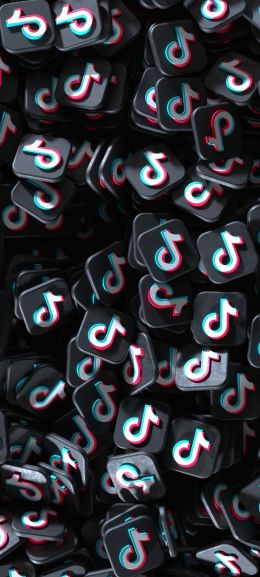 TikTok, black, logo Wallpaper 720x1600