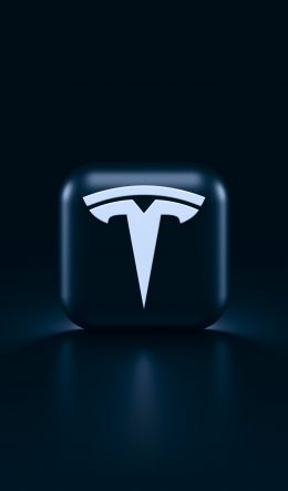 Tesla, logo, black Wallpaper 600x1024