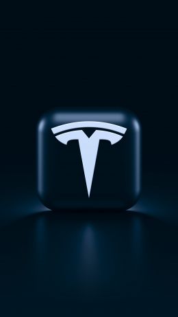 Tesla, logo, black Wallpaper 640x1136