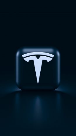 Обои 640x1136 Tesla, логотип, черный