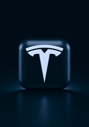 Tesla, logo, black Wallpaper 1668x2388