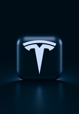 Обои 1640x2360 Tesla, логотип, черный