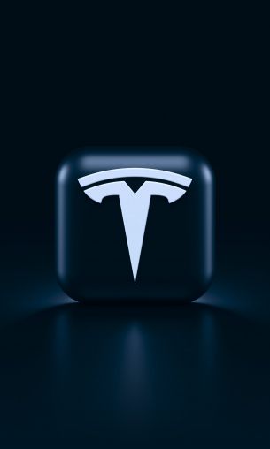 Tesla, logo, black Wallpaper 1200x2000