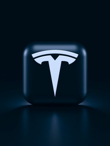 Tesla, logo, black Wallpaper 1668x2224