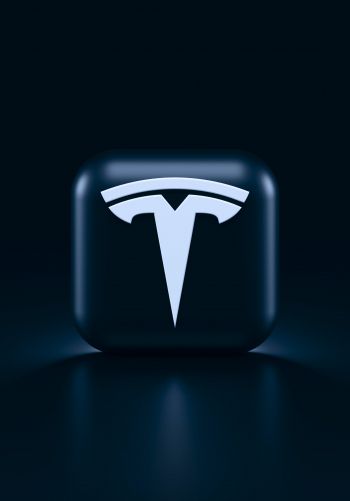 Tesla, logo, black Wallpaper 1668x2388