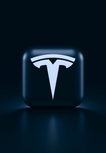 Tesla, logo, black Wallpaper 1640x2360