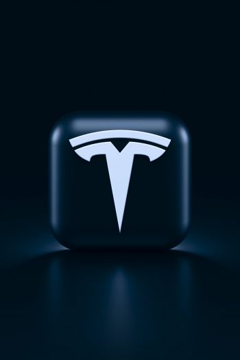 Tesla, logo, black Wallpaper 640x960