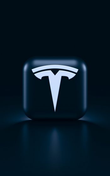 Обои 1600x2560 Tesla, логотип, черный
