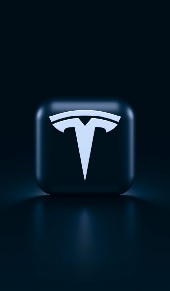 Tesla, logo, black Wallpaper 600x1024