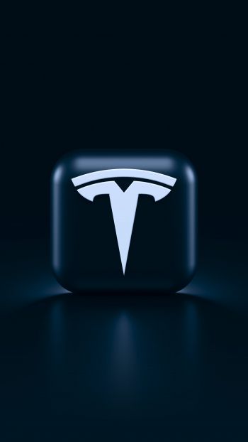Tesla, logo, black Wallpaper 720x1280