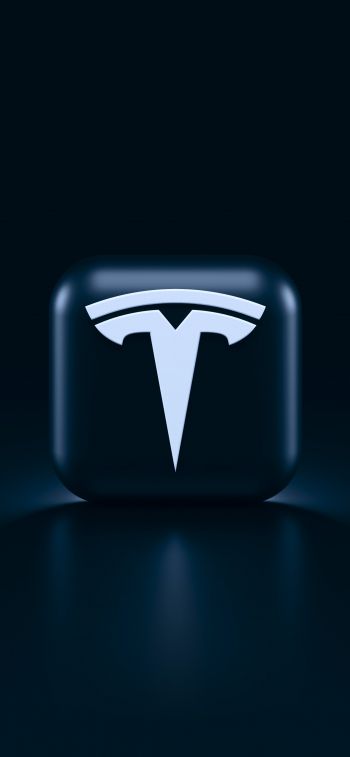 Tesla, logo, black Wallpaper 828x1792