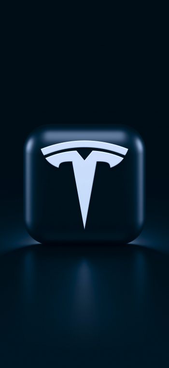 Tesla, logo, black Wallpaper 1080x2340