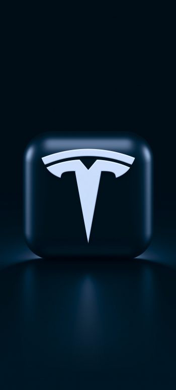 Tesla, logo, black Wallpaper 720x1600