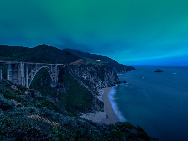 Bixby Bridge, cliff, shore Wallpaper 800x600