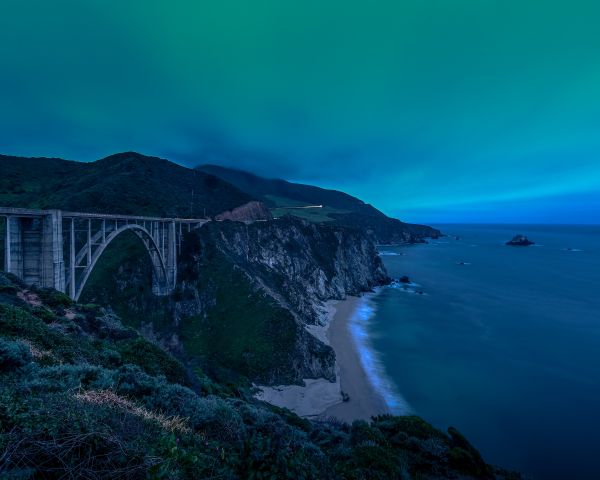 Bixby Bridge, cliff, shore Wallpaper 1280x1024