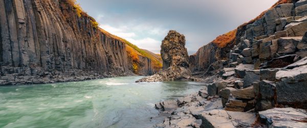 Iceland, river, landscape Wallpaper 3440x1440