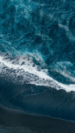 sea, bird's eye view, shore Wallpaper 1440x2560