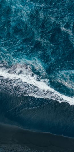 sea, bird's eye view, shore Wallpaper 1440x2960