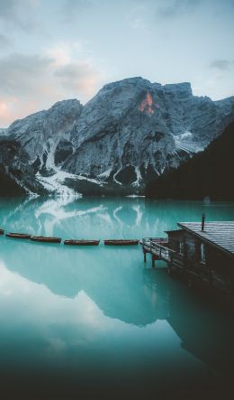 Lake Braies, landscape, lake Wallpaper 600x1024