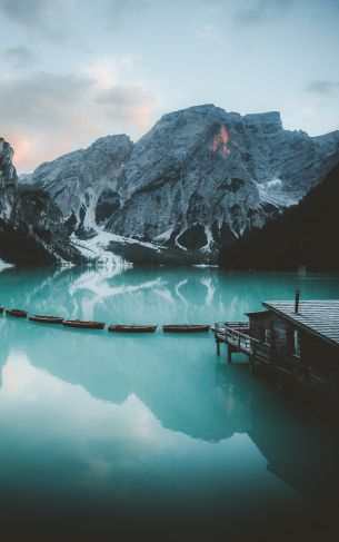 Lake Braies, landscape, lake Wallpaper 1752x2800