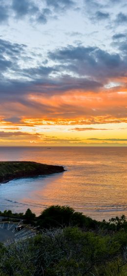 Hanauma Bay, bay, sunset Wallpaper 1242x2688