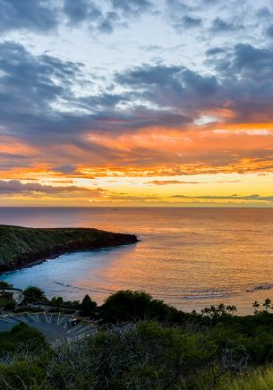 Hanauma Bay, bay, sunset Wallpaper 1668x2388