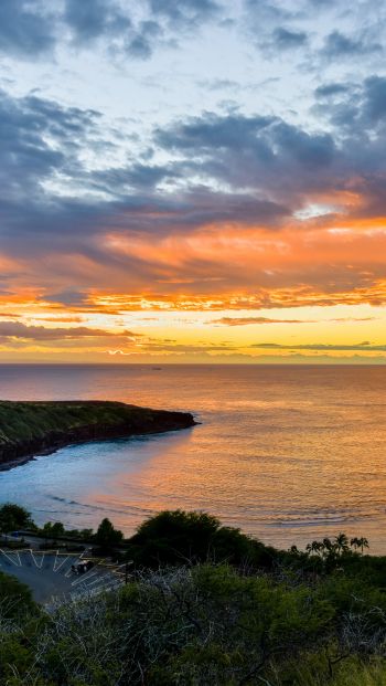 Hanauma Bay, bay, sunset Wallpaper 640x1136