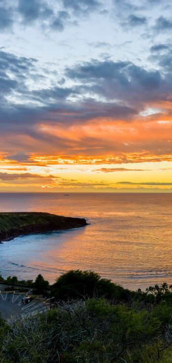 Hanauma Bay, bay, sunset Wallpaper 1080x2280