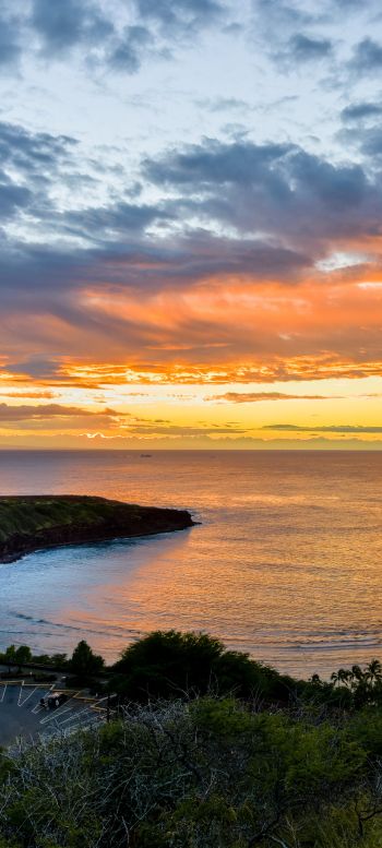 Hanauma Bay, bay, sunset Wallpaper 1440x3200