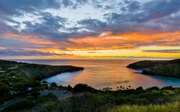 Hanauma Bay, bay, sunset Wallpaper 1920x1200