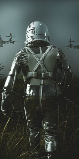 astronaut, spacesuit, gray Wallpaper 720x1440