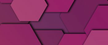 hexagon, background, purple Wallpaper 3440x1440