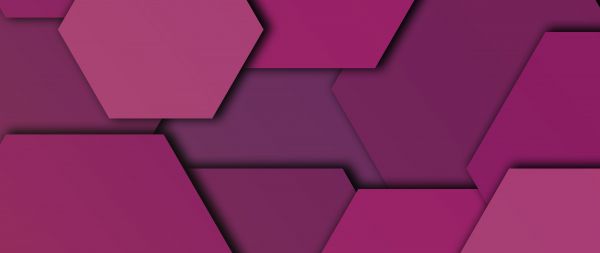 hexagon, background, purple Wallpaper 2560x1080