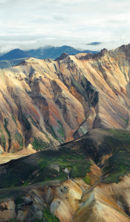 Iceland, mountain range, valley Wallpaper 600x1024