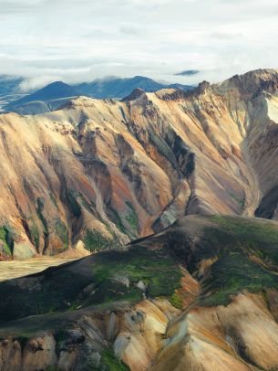 Iceland, mountain range, valley Wallpaper 1620x2160